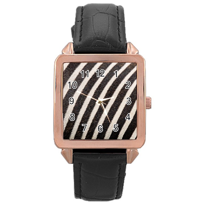 Yellow Regal Filagree Pattern Rose Gold Leather Watch 