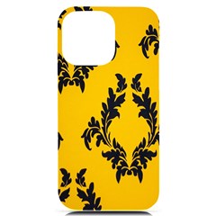 Yellow Regal Filagree Pattern Iphone 14 Pro Max Black Uv Print Case by Azkajaya