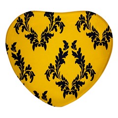 Yellow Regal Filagree Pattern Heart Glass Fridge Magnet (4 Pack) by Azkajaya