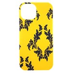 Yellow Regal Filagree Pattern iPhone 15 Black UV Print PC Hardshell Case Front