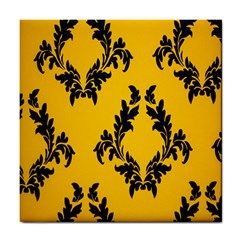 Yellow Regal Filagree Pattern Tile Coaster by Azkajaya