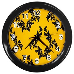 Yellow Regal Filagree Pattern Wall Clock (black) by Azkajaya