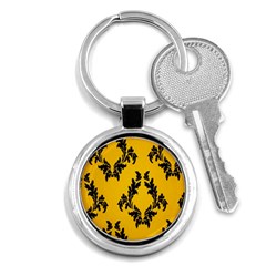 Yellow Regal Filagree Pattern Key Chain (round) by Azkajaya