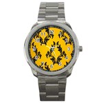 Yellow Regal Filagree Pattern Sport Metal Watch Front