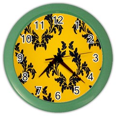 Yellow Regal Filagree Pattern Color Wall Clock by Azkajaya