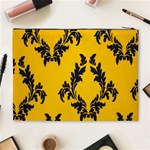 Yellow Regal Filagree Pattern Cosmetic Bag (XL) Back