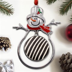 Yellow Regal Filagree Pattern Metal Snowman Ornament