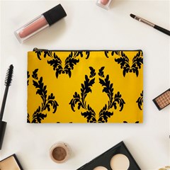 Yellow Regal Filagree Pattern Cosmetic Bag (medium) by Azkajaya