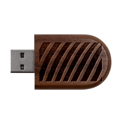 Yellow Regal Filagree Pattern Wood Oval Usb Flash Drive