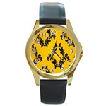 Zebra Zebra Pattern Zebra Fur Zebra Print Strip Round Gold Metal Watch Front