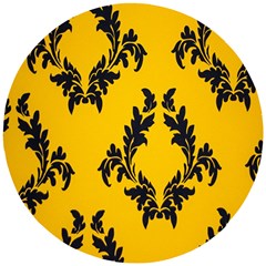 Yellow Regal Filagree Pattern Wooden Puzzle Round by Azkajaya