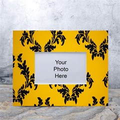 Yellow Regal Filagree Pattern White Tabletop Photo Frame 4 x6  by Azkajaya