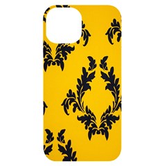 Yellow Regal Filagree Pattern Iphone 14 Black Uv Print Case by Azkajaya