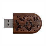 Yellow Regal Filagree Pattern Wood Oval USB Flash Drive USB