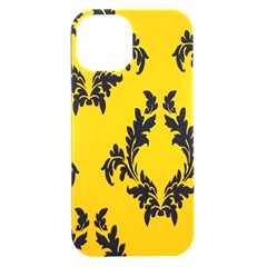 Yellow Regal Filagree Pattern Iphone 15 Plus Black Uv Print Pc Hardshell Case