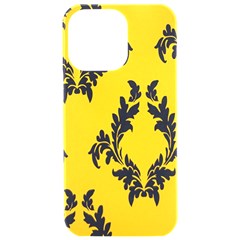 Yellow Regal Filagree Pattern Iphone 15 Pro Max Black Uv Print Pc Hardshell Case by Azkajaya