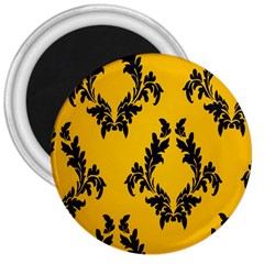 Yellow Regal Filagree Pattern 3  Magnets by Azkajaya