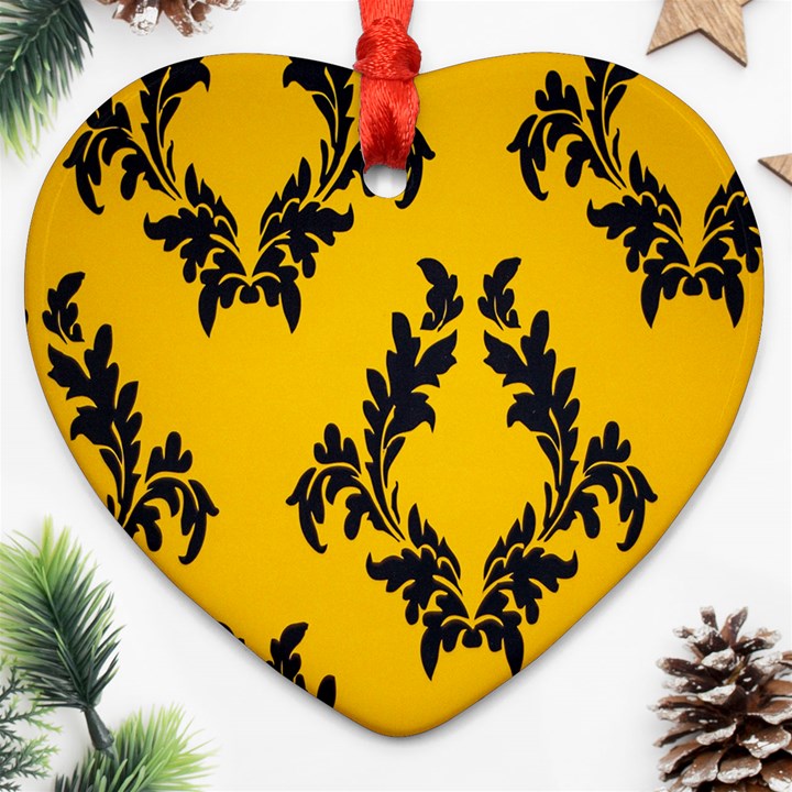 Yellow Regal Filagree Pattern Ornament (Heart)