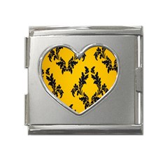 Yellow Regal Filagree Pattern Mega Link Heart Italian Charm (18mm)