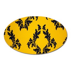 Yellow Regal Filagree Pattern Oval Magnet by Azkajaya