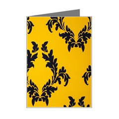 Yellow Regal Filagree Pattern Mini Greeting Card by Azkajaya