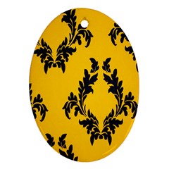 Yellow Regal Filagree Pattern Oval Ornament (two Sides) by Azkajaya