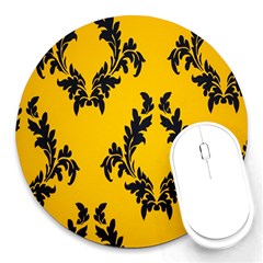 Yellow Regal Filagree Pattern Round Mousepad by Azkajaya