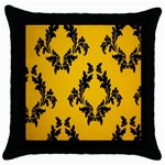 Yellow Regal Filagree Pattern Throw Pillow Case (Black) Front