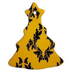 Yellow Regal Filagree Pattern Christmas Tree Ornament (two Sides)