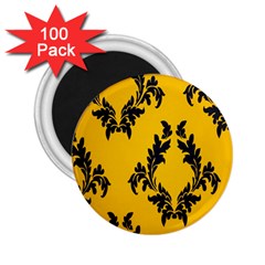 Yellow Regal Filagree Pattern 2 25  Magnets (100 Pack)  by Azkajaya