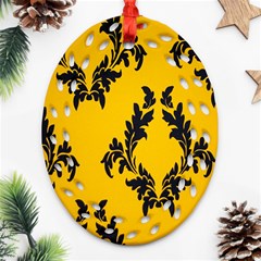 Yellow Regal Filagree Pattern Oval Filigree Ornament (two Sides)