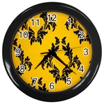 Yellow Regal Filagree Pattern Wall Clock (Black) Front