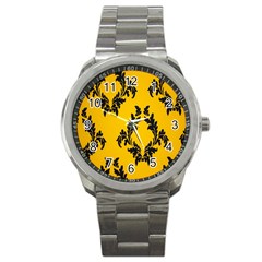 Yellow Regal Filagree Pattern Sport Metal Watch by Azkajaya