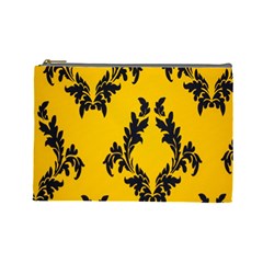 Yellow Regal Filagree Pattern Cosmetic Bag (large) by Azkajaya