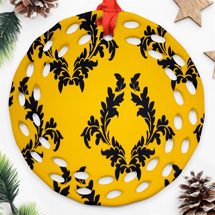 Yellow Regal Filagree Pattern Ornament (Round Filigree)