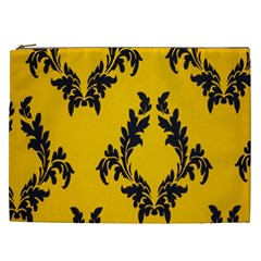 Yellow Regal Filagree Pattern Cosmetic Bag (xxl) by Azkajaya