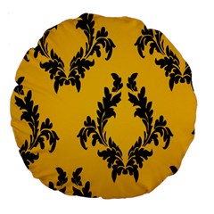 Yellow Regal Filagree Pattern Large 18  Premium Round Cushions by Azkajaya