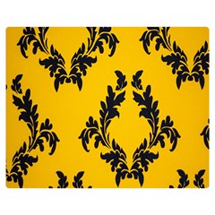 Yellow Regal Filagree Pattern Two Sides Premium Plush Fleece Blanket (teen Size) by Azkajaya