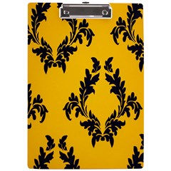 Yellow Regal Filagree Pattern A4 Acrylic Clipboard by Azkajaya