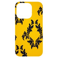 Yellow Regal Filagree Pattern Iphone 14 Pro Black Uv Print Case by Azkajaya