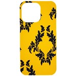 Yellow Regal Filagree Pattern iPhone 15 Pro Max Black UV Print PC Hardshell Case Front