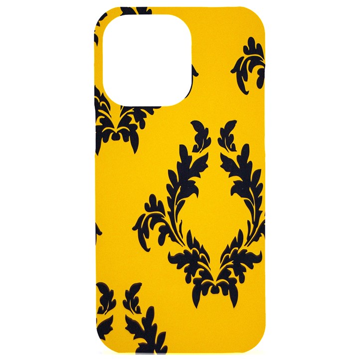 Yellow Regal Filagree Pattern iPhone 15 Pro Max Black UV Print PC Hardshell Case