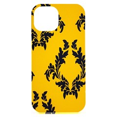 Yellow Regal Filagree Pattern Iphone 15 Plus Black Uv Print Pc Hardshell Case