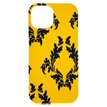 Yellow Regal Filagree Pattern iPhone 15 Plus Black UV Print PC Hardshell Case Front