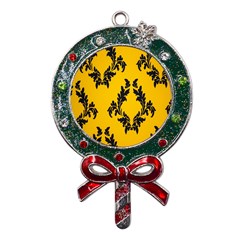 Yellow Regal Filagree Pattern Metal X mas Lollipop With Crystal Ornament by Azkajaya