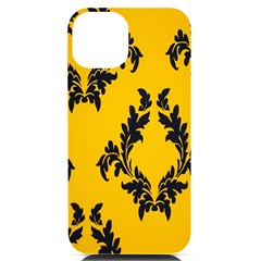 Yellow Regal Filagree Pattern Iphone 14 Black Uv Print Case by Azkajaya