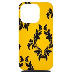 Yellow Regal Filagree Pattern Iphone 14 Pro Black Uv Print Case by Azkajaya