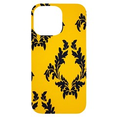 Yellow Regal Filagree Pattern Iphone 14 Pro Max Black Uv Print Case by Azkajaya