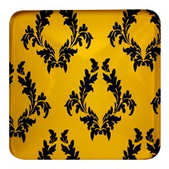 Yellow Regal Filagree Pattern Square Glass Fridge Magnet (4 Pack) by Azkajaya