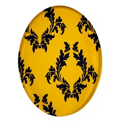 Yellow Regal Filagree Pattern Oval Glass Fridge Magnet (4 Pack)